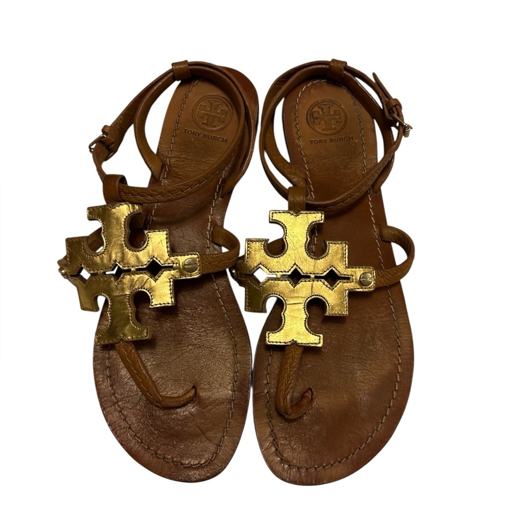 Tory Burch Brown Sandals with Gold Accents